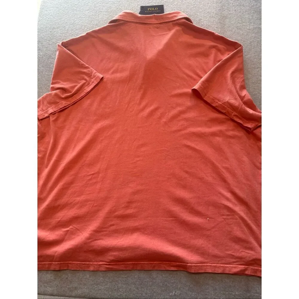 NEW Polo Ralph Lauren M classics 3 Amalfi red polo shirt 4X cotton linen blend